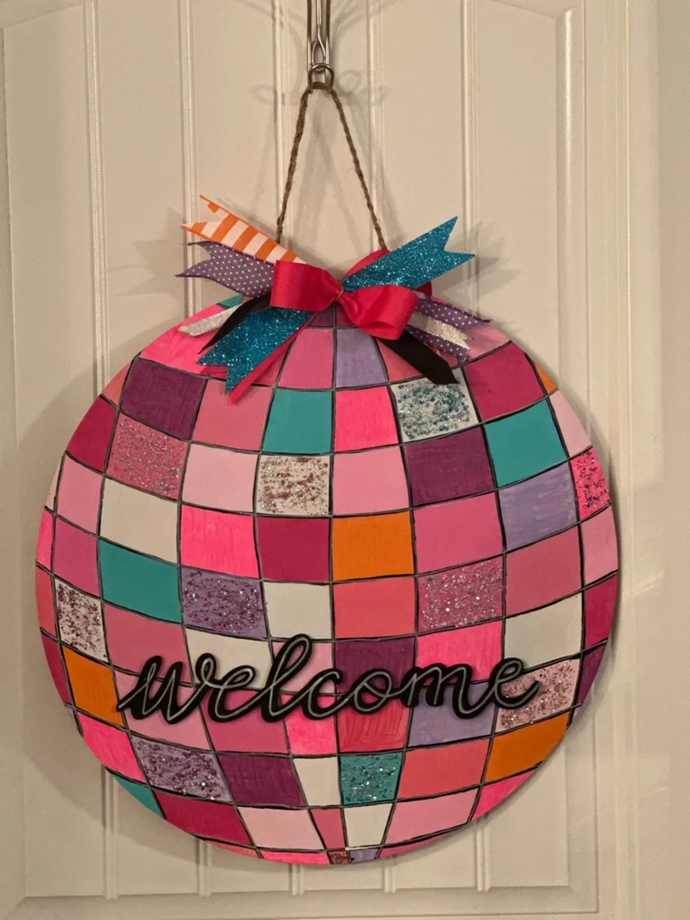 Colorful Mosaic 'Welcome' Door Hanger